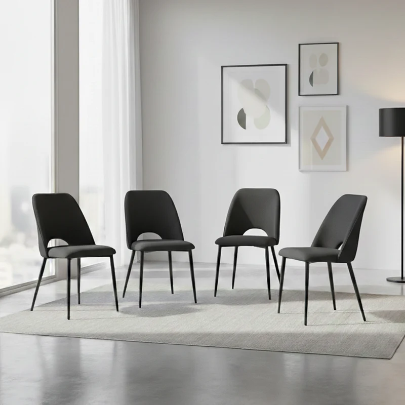 Set de 4 Sillas Urban, Color Negro, con Espaldar y Diseño Moderno