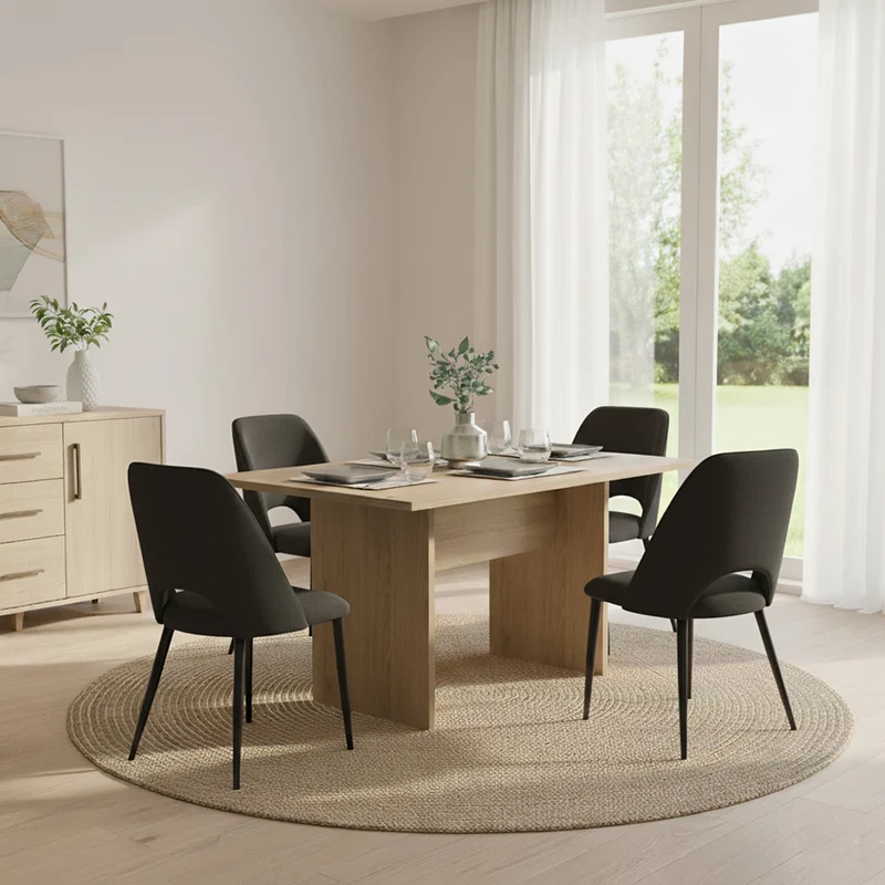Set de 4 Sillas Urban, Color Negro, con Espaldar y Diseño Moderno
