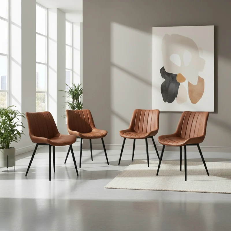 Set de 4 Sillas Nova, Color Marrón, con Espaldar y Diseño Moderno