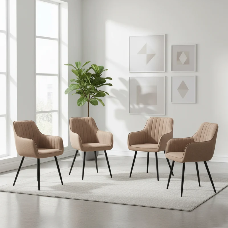 Set de 4 Sillas Neo, Color Marrón Oscuro, con Espaldar y Diseño Moderno