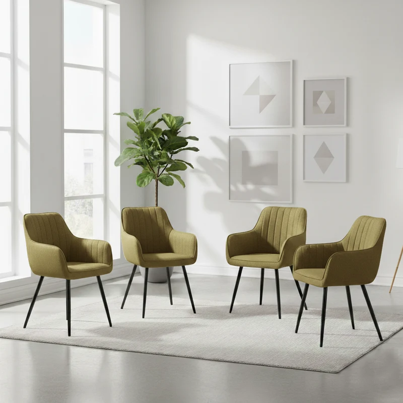 Set de 4 Sillas Neo, Color Verde, con Espaldar y Diseño Moderno