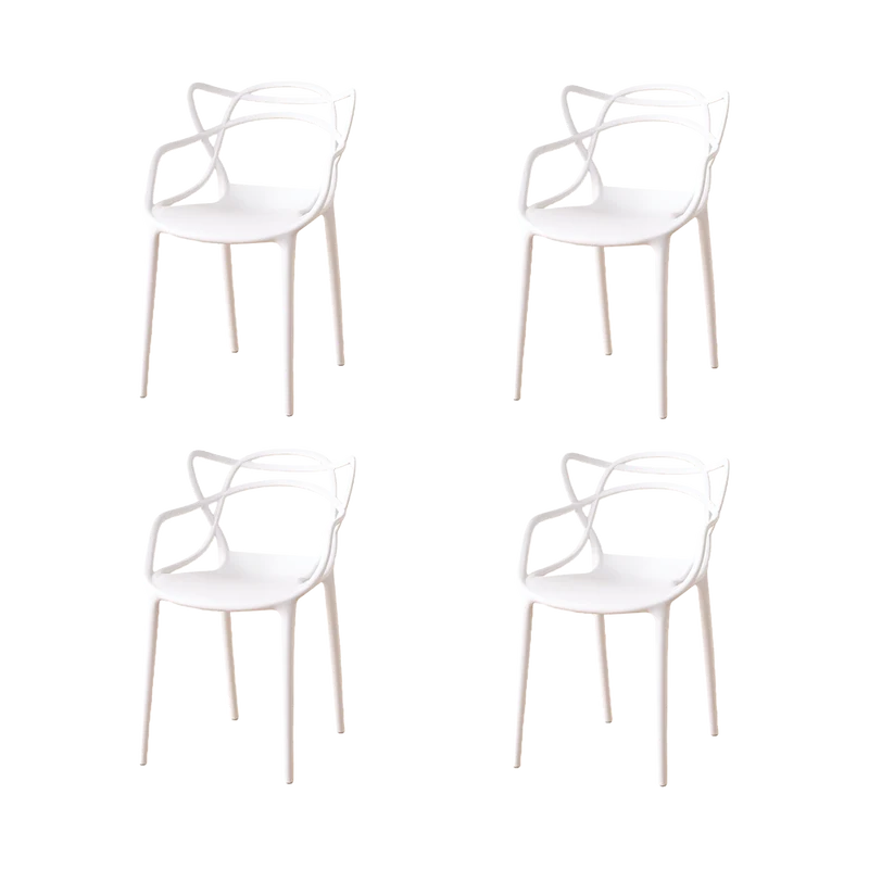 Set de 4 Sillas Palermo, Color Blanco, con Espaldar y Diseño Moderno