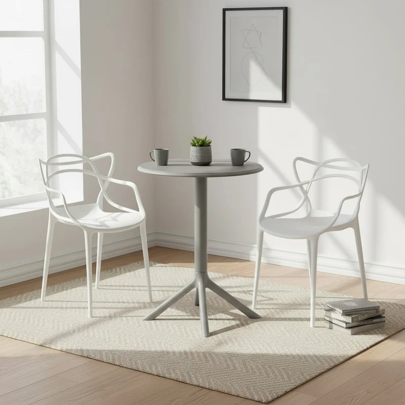 Set de 2 Sillas Palermo, Color Blanco, con Espaldar y Diseño Moderno