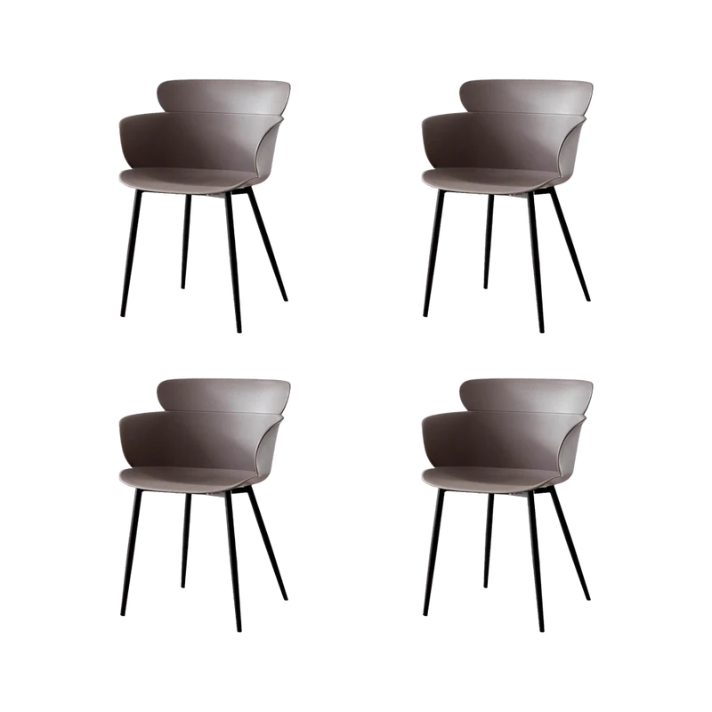Set de 4 Sillas Miami con Brazos, Color Taupe, con Espaldar y Diseño Moderno
