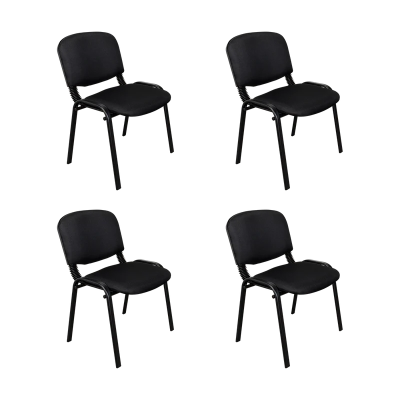 Set de 4 Sillas Interlocutora, Negro, con Espaldar y Diseño Sencillo sin Brazo