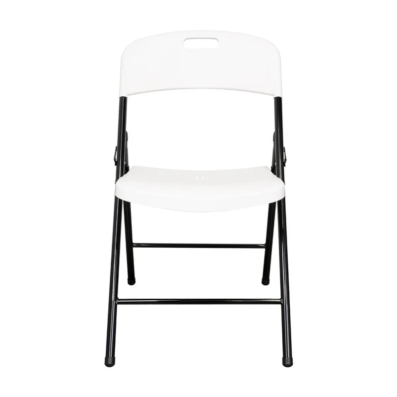 Set de 2 Sillas Plegable Dako, Blanco, Espaldar y Asiento en Material Plástico y Patas Metálicas