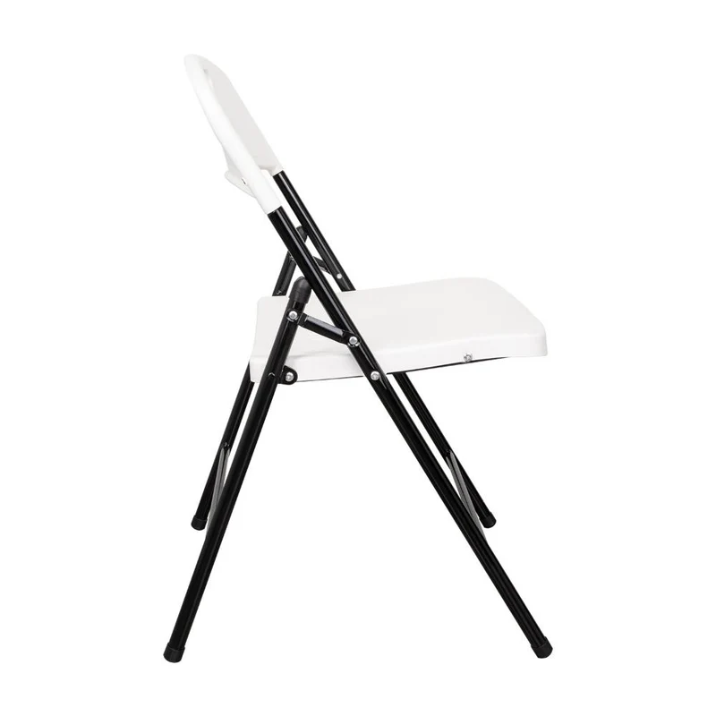 Set de 2 Sillas Plegable Dako, Blanco, Espaldar y Asiento en Material Plástico y Patas Metálicas