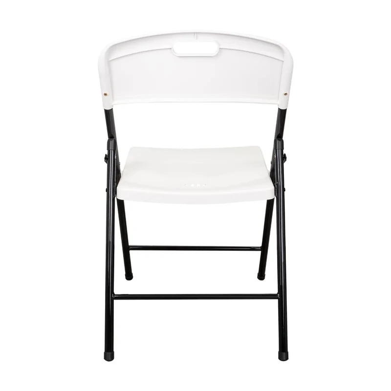 Set de 2 Sillas Plegable Dako, Blanco, Espaldar y Asiento en Material Plástico y Patas Metálicas