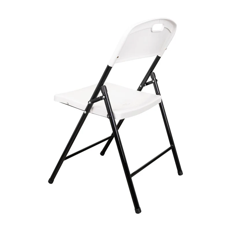 Set de 2 Sillas Plegable Dako, Blanco, Espaldar y Asiento en Material Plástico y Patas Metálicas