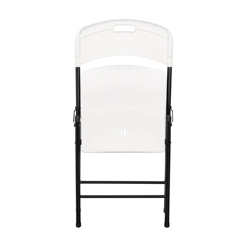Set de 2 Sillas Plegable Dako, Blanco, Espaldar y Asiento en Material Plástico y Patas Metálicas