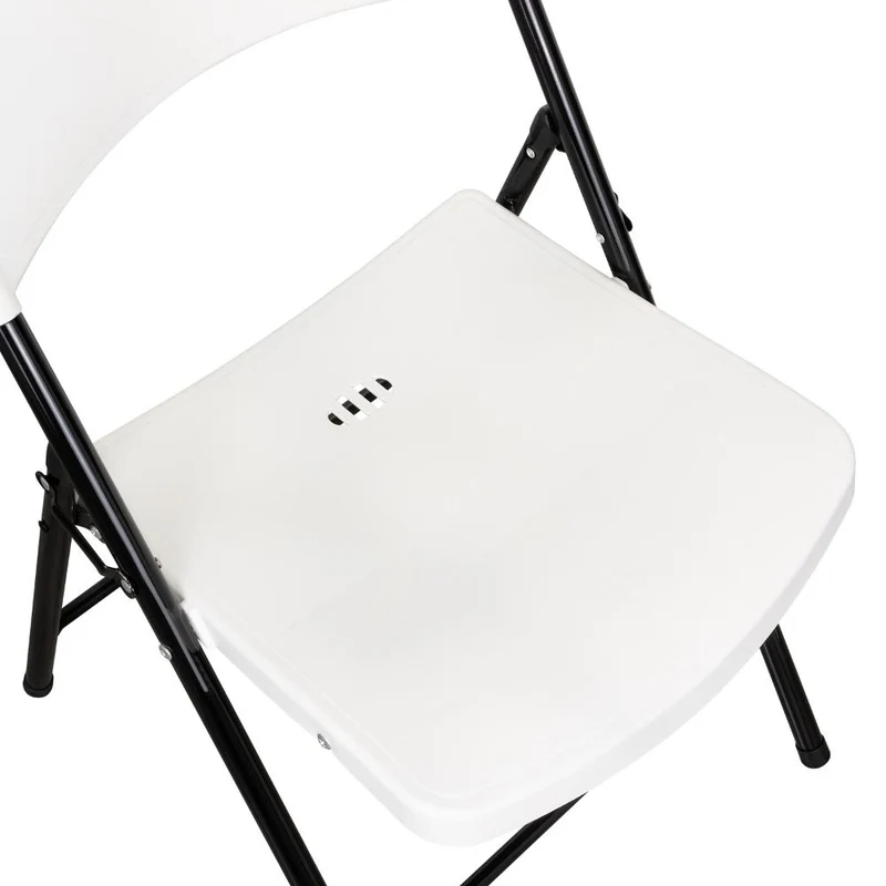 Set de 2 Sillas Plegable Dako, Blanco, Espaldar y Asiento en Material Plástico y Patas Metálicas
