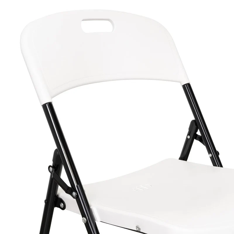 Set de 2 Sillas Plegable Dako, Blanco, Espaldar y Asiento en Material Plástico y Patas Metálicas
