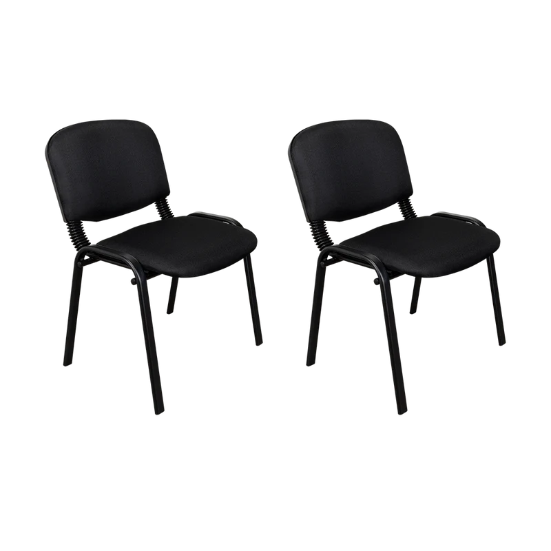 Set de 2 Sillas Interlocutora, Negro, con Espaldar y Diseño Sencillo sin Brazo