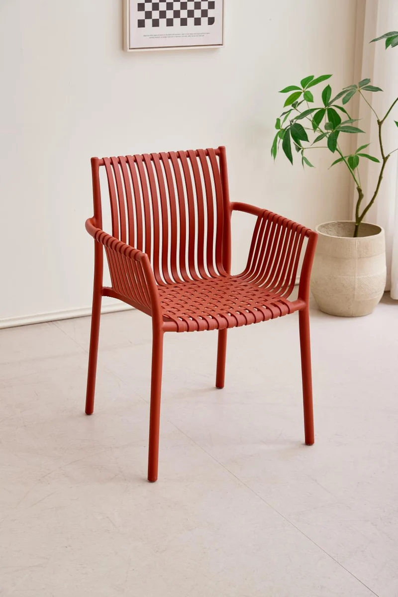 Set de 2 Sillas Madrid con Brazos, Color Rojo, con Espaldar y Diseño Moderno