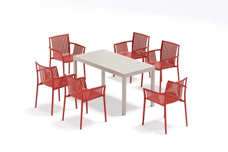 Set de 2 Sillas Madrid con Brazos, Color Rojo, con Espaldar y Diseño Moderno
