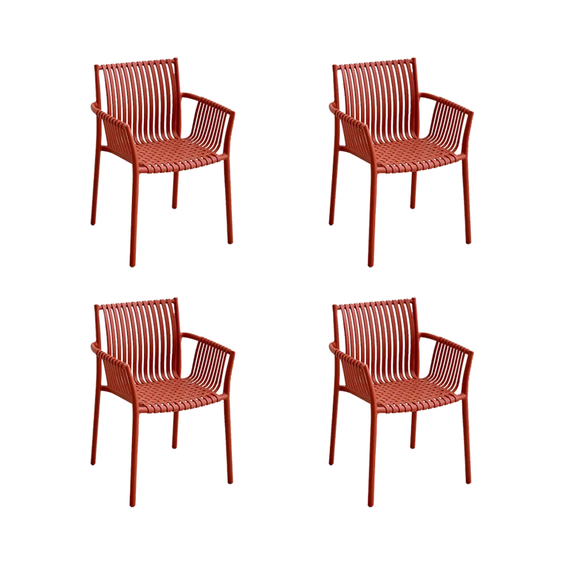 Set de 4 Sillas Madrid con Brazos, Color Rojo, con Espaldar y Diseño Moderno