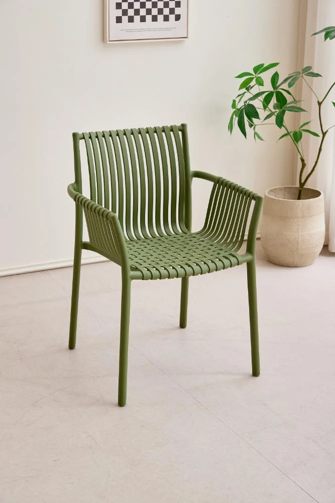 Set de 4 Sillas Madrid con Brazos, Color Verde Olivo, con Espaldar y Diseño Moderno