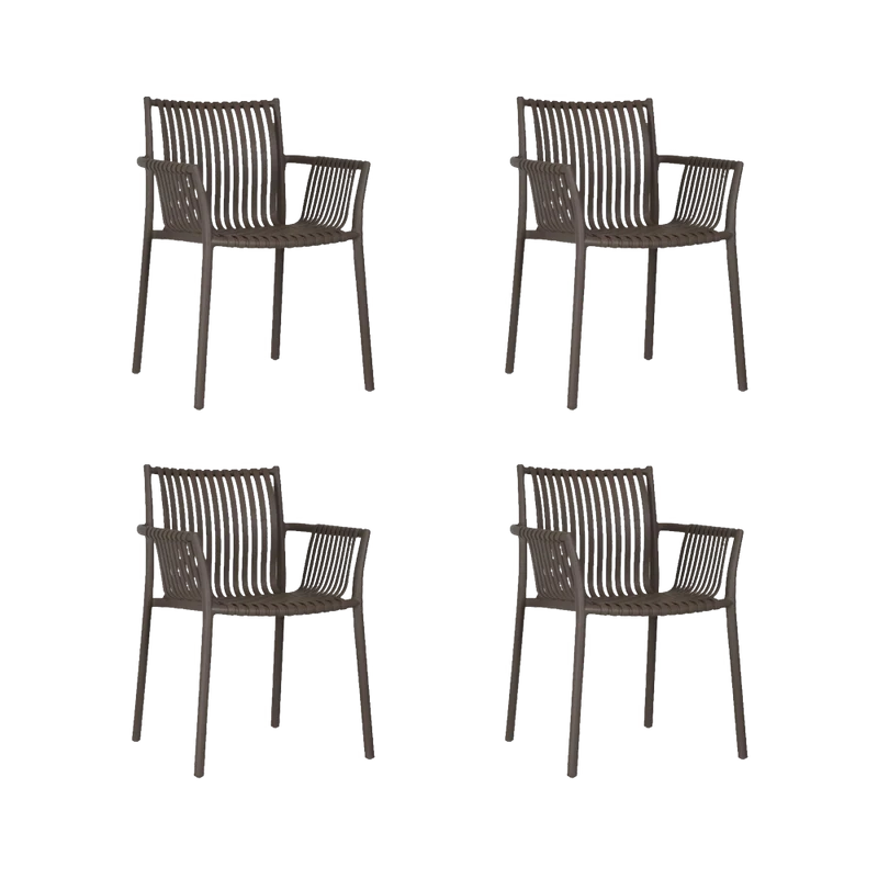 Set de 4 Sillas Madrid con Brazos, Color Taupe, con Espaldar y Diseño Moderno