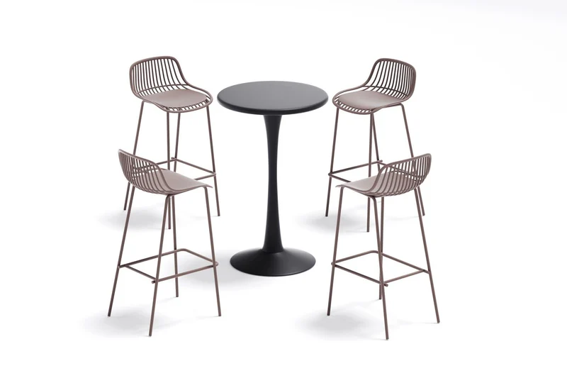 Set de 2 Sillas para Bar Tulum, Color Taupe, Diseño Moderno