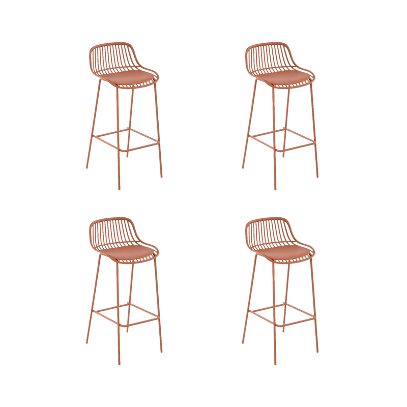 Set de 4 Sillas para Bar Tulum, Color Terracota, Diseño Moderno