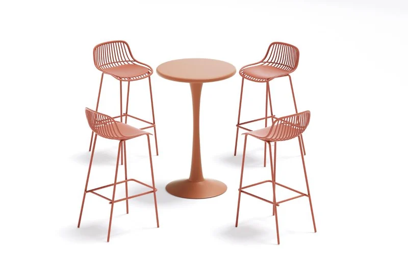 Set de 4 Sillas para Bar Tulum, Color Terracota, Diseño Moderno
