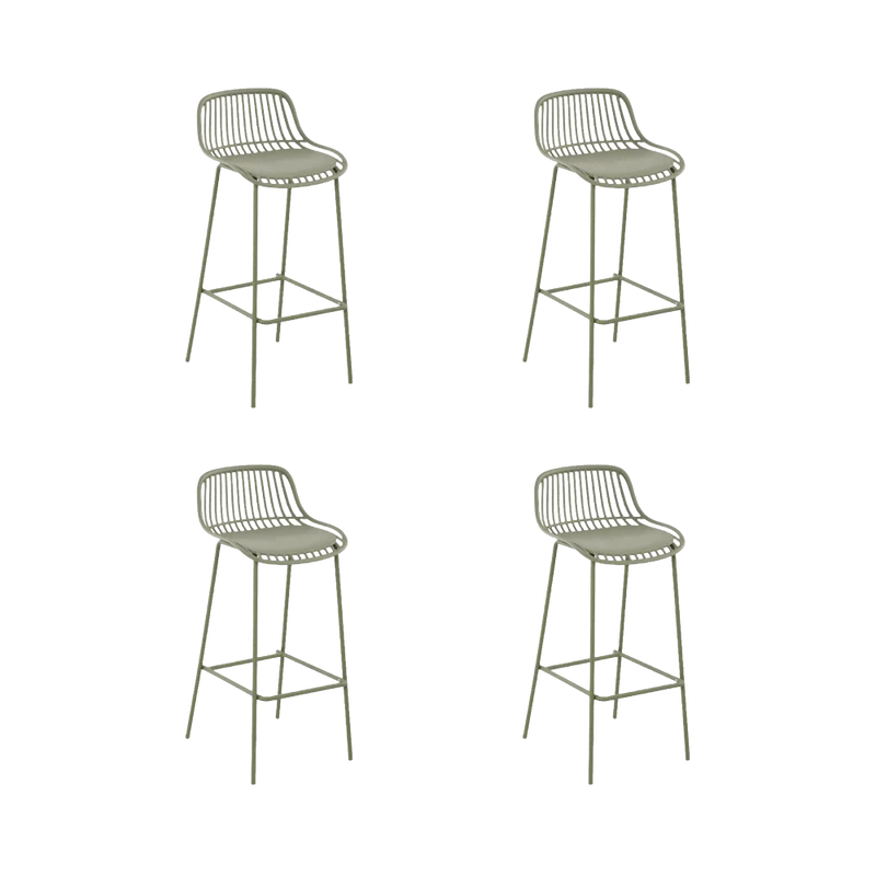 Set de 4 Butacos para Barra Tulum, Color Verde Olivo, Diseño Moderno