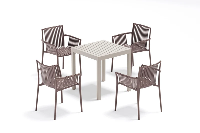 Set de 2 Sillas Madrid con Brazos, Color Taupe, con Espaldar y Diseño Moderno