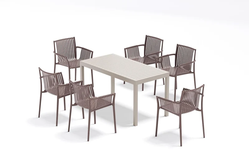 Set de 2 Sillas Madrid con Brazos, Color Taupe, con Espaldar y Diseño Moderno
