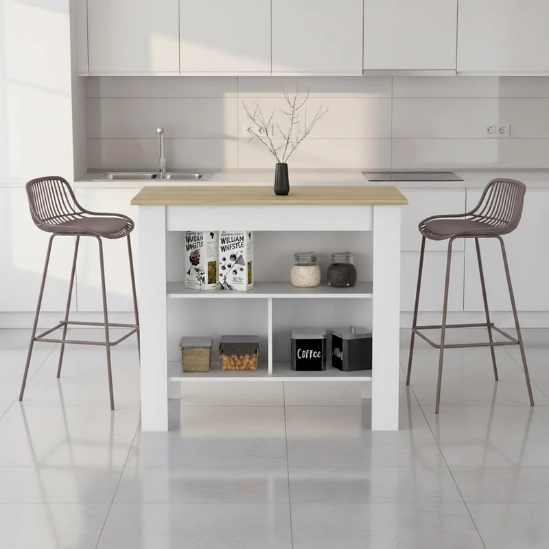 Set de 4 Sillas para Bar Tulum, Color Taupe, Diseño Moderno