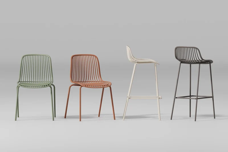 Set de 4 Sillas para Bar Tulum, Color Taupe, Diseño Moderno