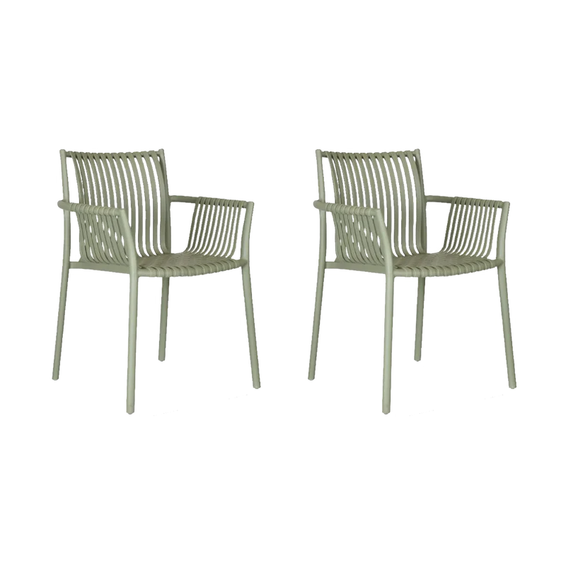 Set de 2 Sillas Madrid con Brazos, Color Verde Olivo, con Espaldar y Diseño Moderno