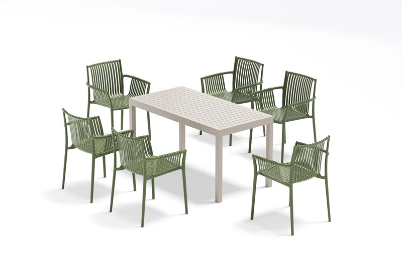 Set de 2 Sillas Madrid con Brazos, Color Verde Olivo, con Espaldar y Diseño Moderno