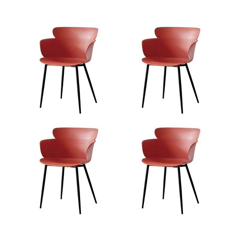 Set de 4 Sillas Miami con Brazos, Color Rojo, con Espaldar y Diseño Moderno