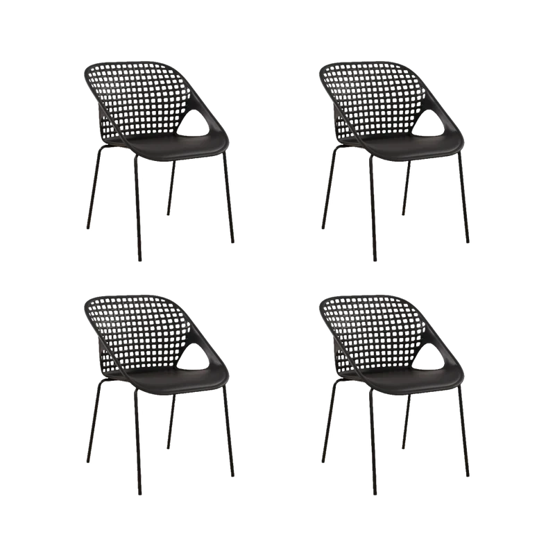 Set de 4 Sillas Senit con Brazos, Color Negro, con Espaldar y Diseño Moderno