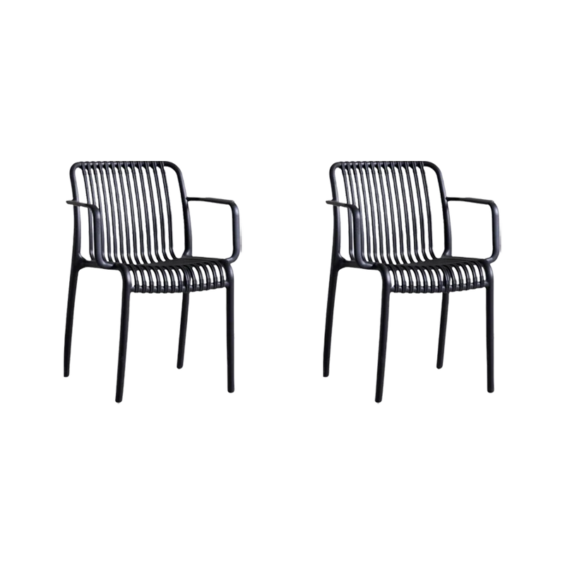 Set de 2 Sillas Terra con Brazos, Color Negro, con Espaldar