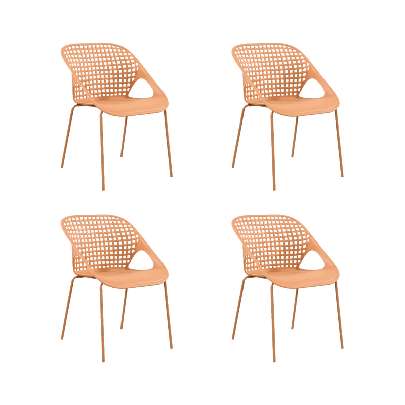 Set de 4 Sillas Senit con Brazos, Color Naranja, con Espaldar y Diseño Moderno