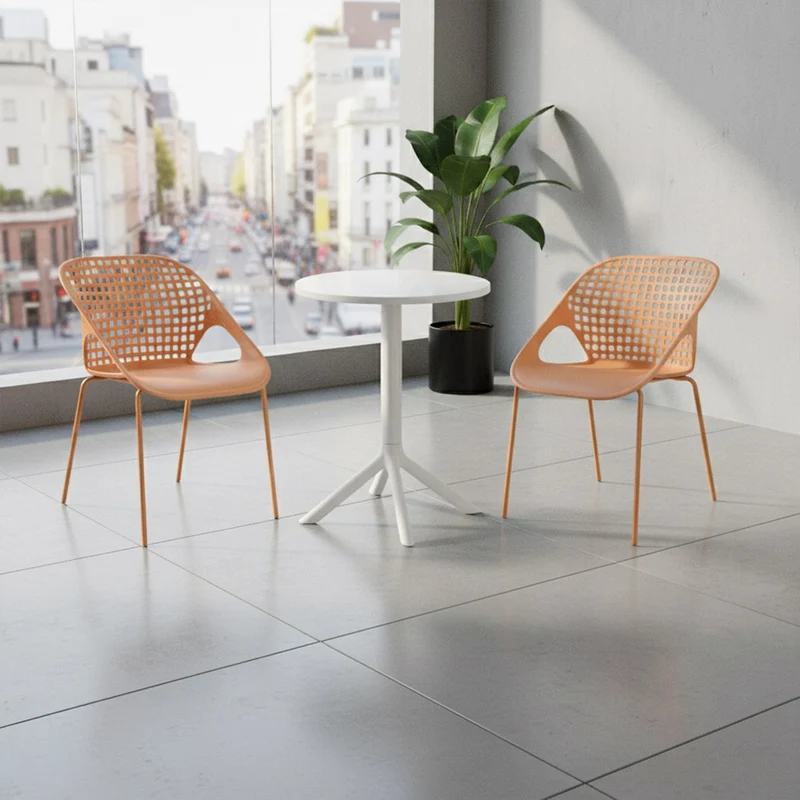 Set de 4 Sillas Senit con Brazos, Color Naranja, con Espaldar y Diseño Moderno