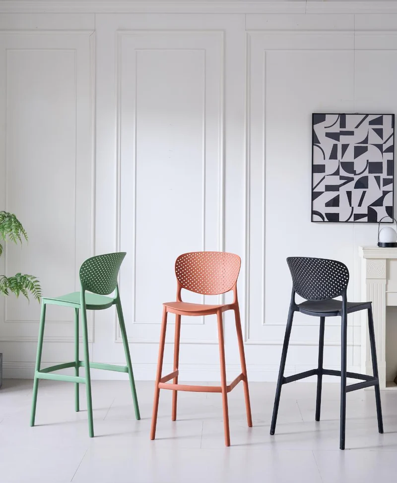 Set de 2 Sillas para Bar Río, Color Verde Olivo, Diseño Moderno