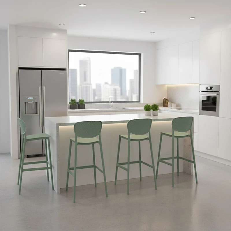 Set de 2 Sillas para Bar Río, Color Verde Olivo, Diseño Moderno