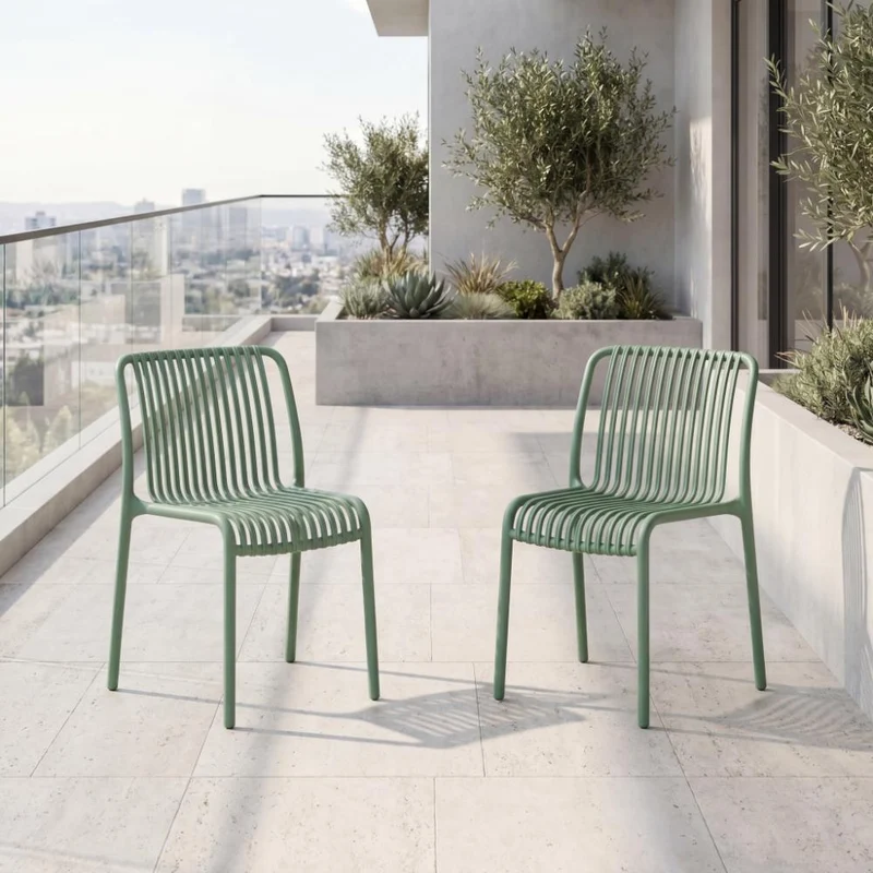 Set de 2 Sillas Terra, Color Verde Olivo, con Espaldar