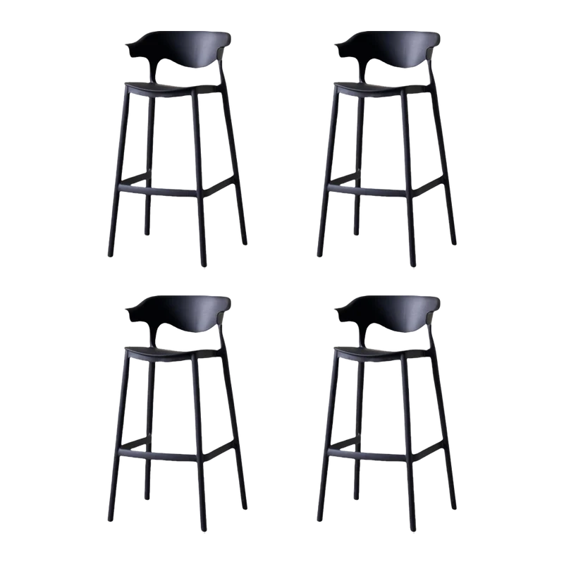 Set de 4 Sillas para Bar Elena, Color Negro, Diseño Moderno