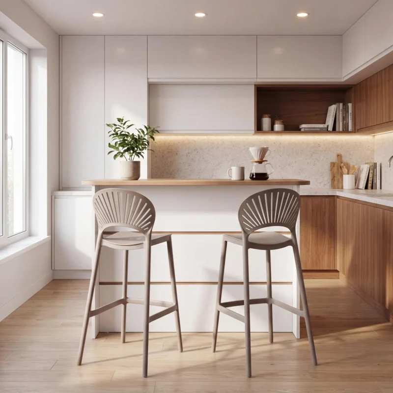 Set de 2 Sillas para Bar Paraíso, Color Taupe, Diseño Moderno