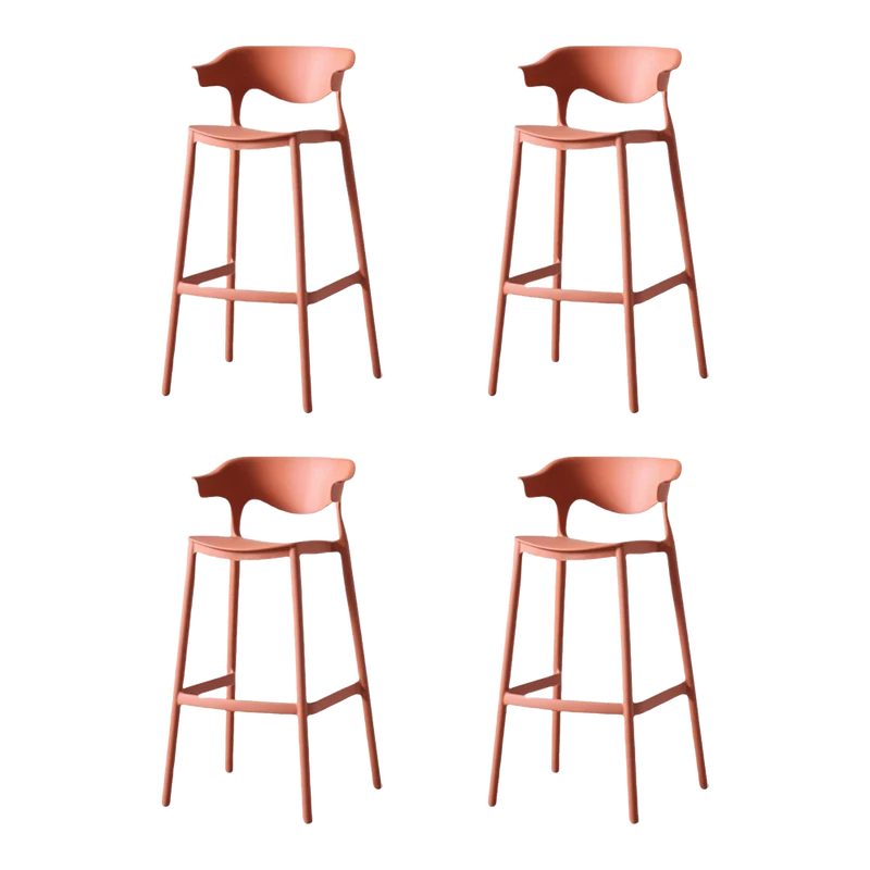 Set de 4 Sillas para Bar Elena, Color Terracota, Diseño Moderno