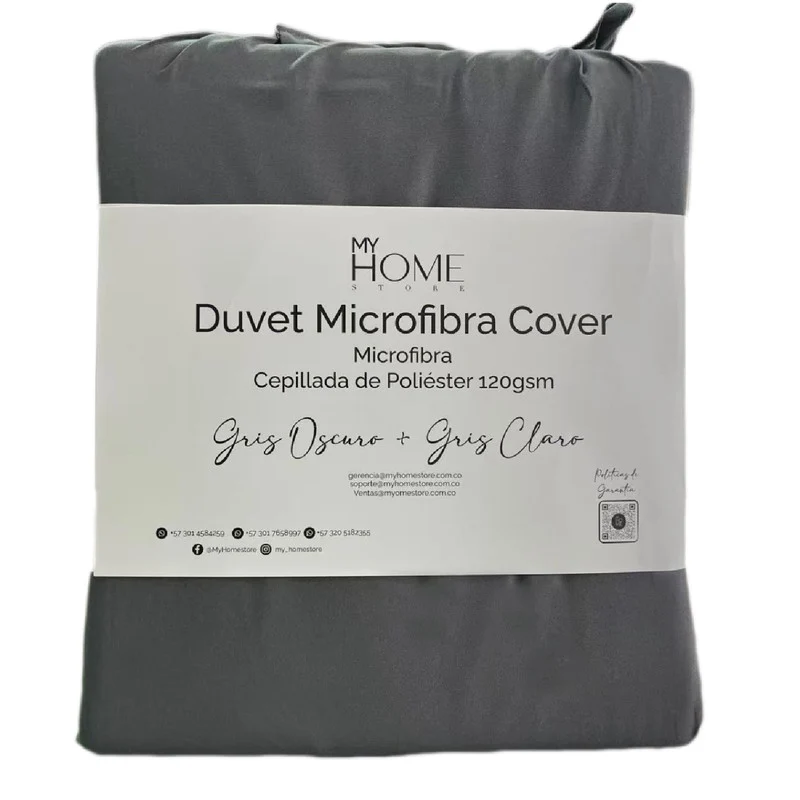 Duvet Cover + Plumón Bicolor Gris Oscuro Gris Claro King