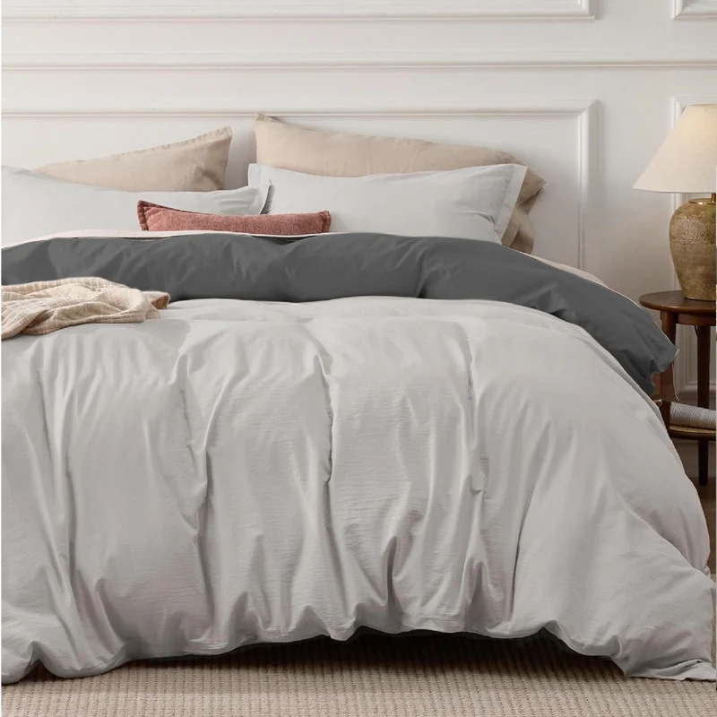 Duvet + Plumón Bicolor Gris Oscuro Gris Claro Doble
