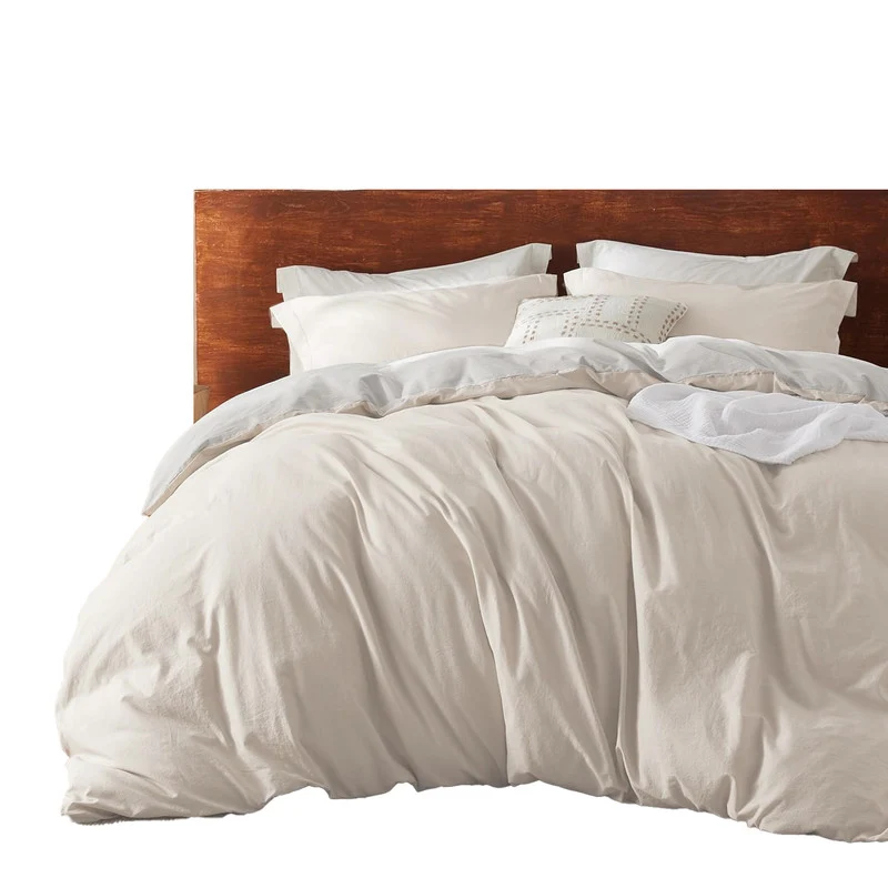 Duvet Cover + Plumón Bicolor Beige Gris Claro Sencillo
