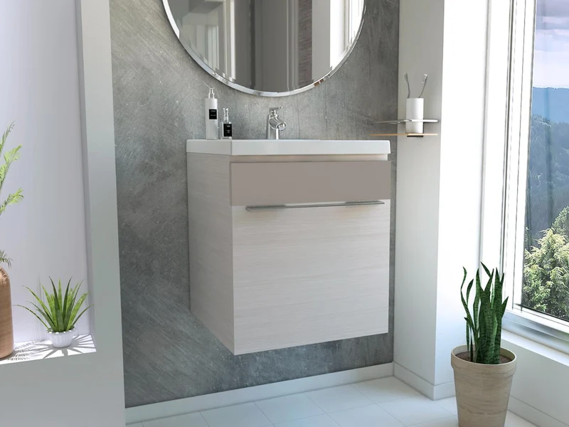 Mueble para Lavamanos Elipse, Cocoa y Nevado, con Amplio Espacio para Guardar Productos de Aseo 45