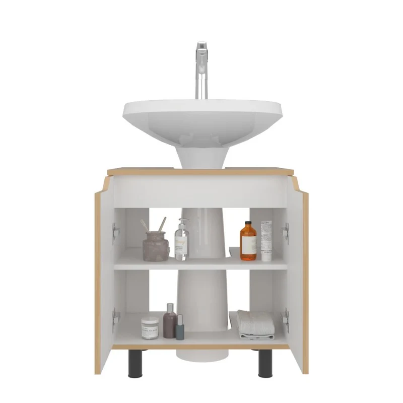 Mueble para Lavamanos Marlo, Fresno Europeo y Blanco, No Incluye Lavamanos