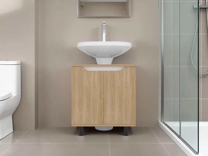 Mueble para Lavamanos Marlo, Fresno Europeo y Blanco, No Incluye Lavamanos