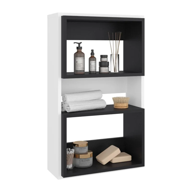 Gabinete de Baño Sensei Eco, Blanco Duqueza y Wengue, con Superficies para Ubicar Objetos